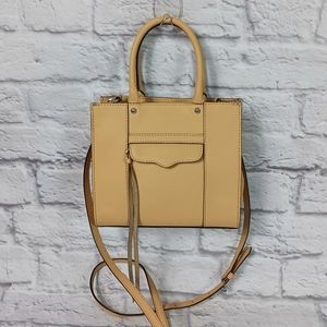 Rebecca Minkof tan, nude leather mini satchel bag